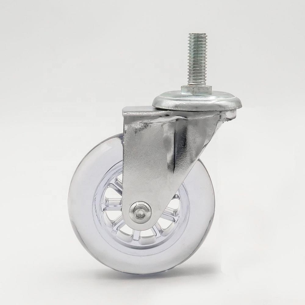 2 inch transparent caster wheel  PVC screw type caster wheels