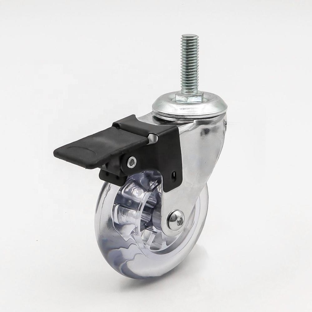 2 inch transparent caster wheel  PVC screw type caster wheels