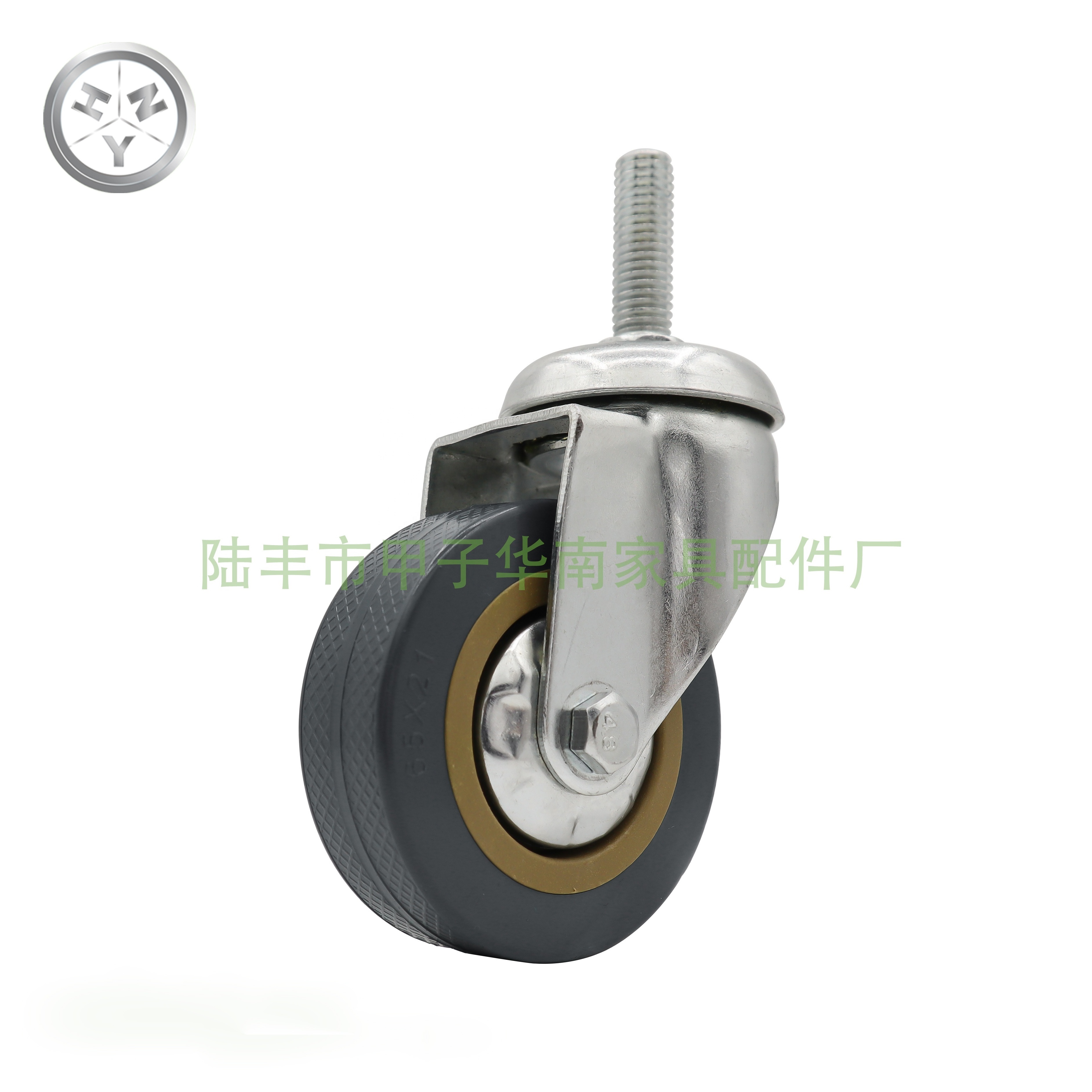 Grey rubber thread stem caster wheels 3 inch industrial swivel casters