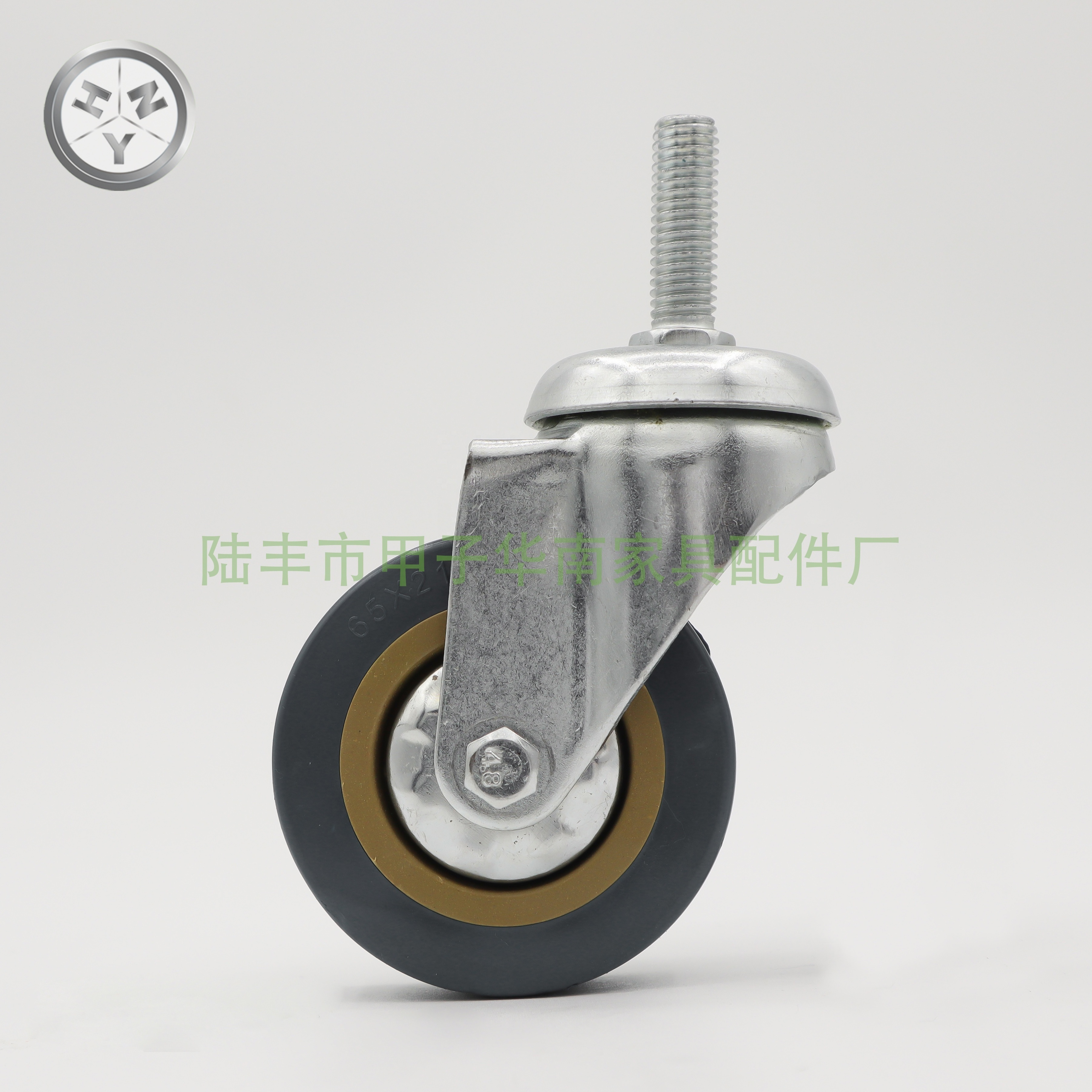 Grey rubber thread stem caster wheels 3 inch industrial swivel casters