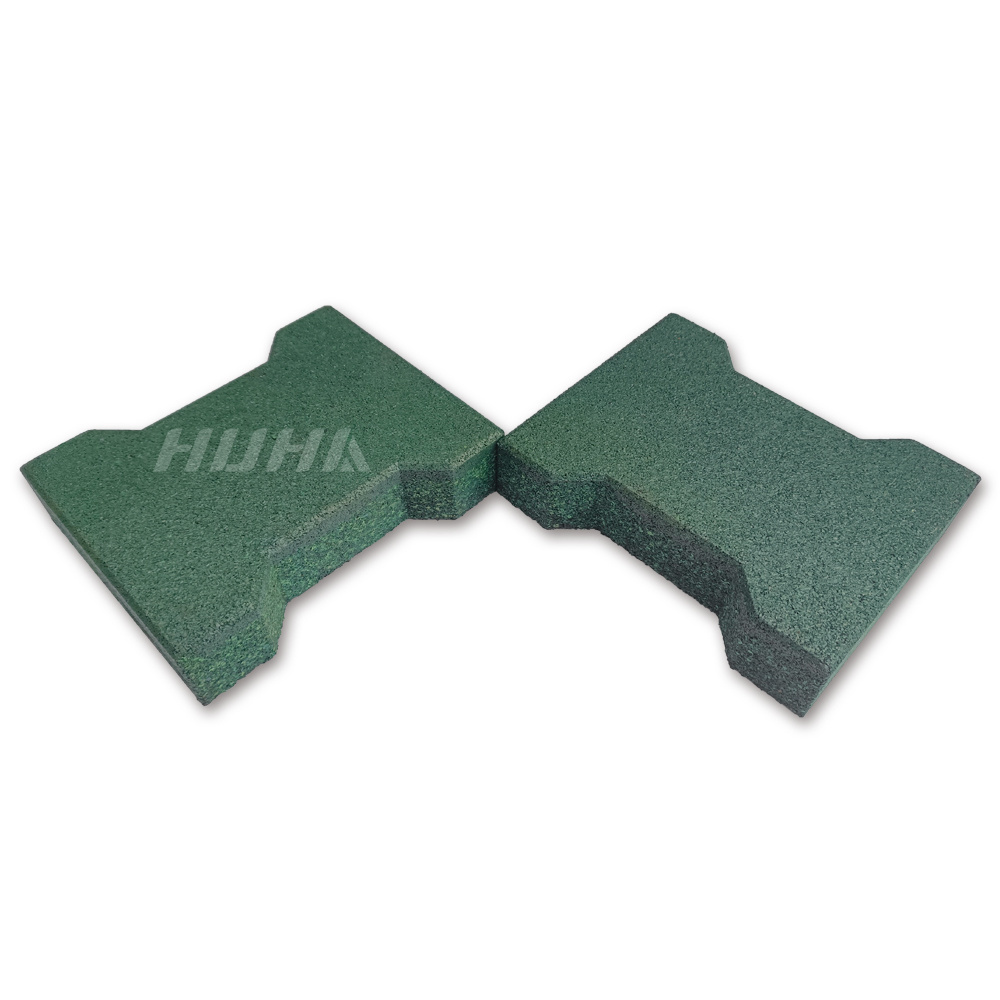 Outdoor Gym Sport Backyard Play Area Floor Rubber Pavers Green Interlocking Safety Tiles for Decks, Patios, Walkways and Gardens