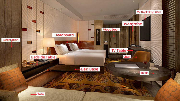 HDB-536 custom 5 star hotel JW marriott luxury modern hotel bedroom furniture set hotel furniture