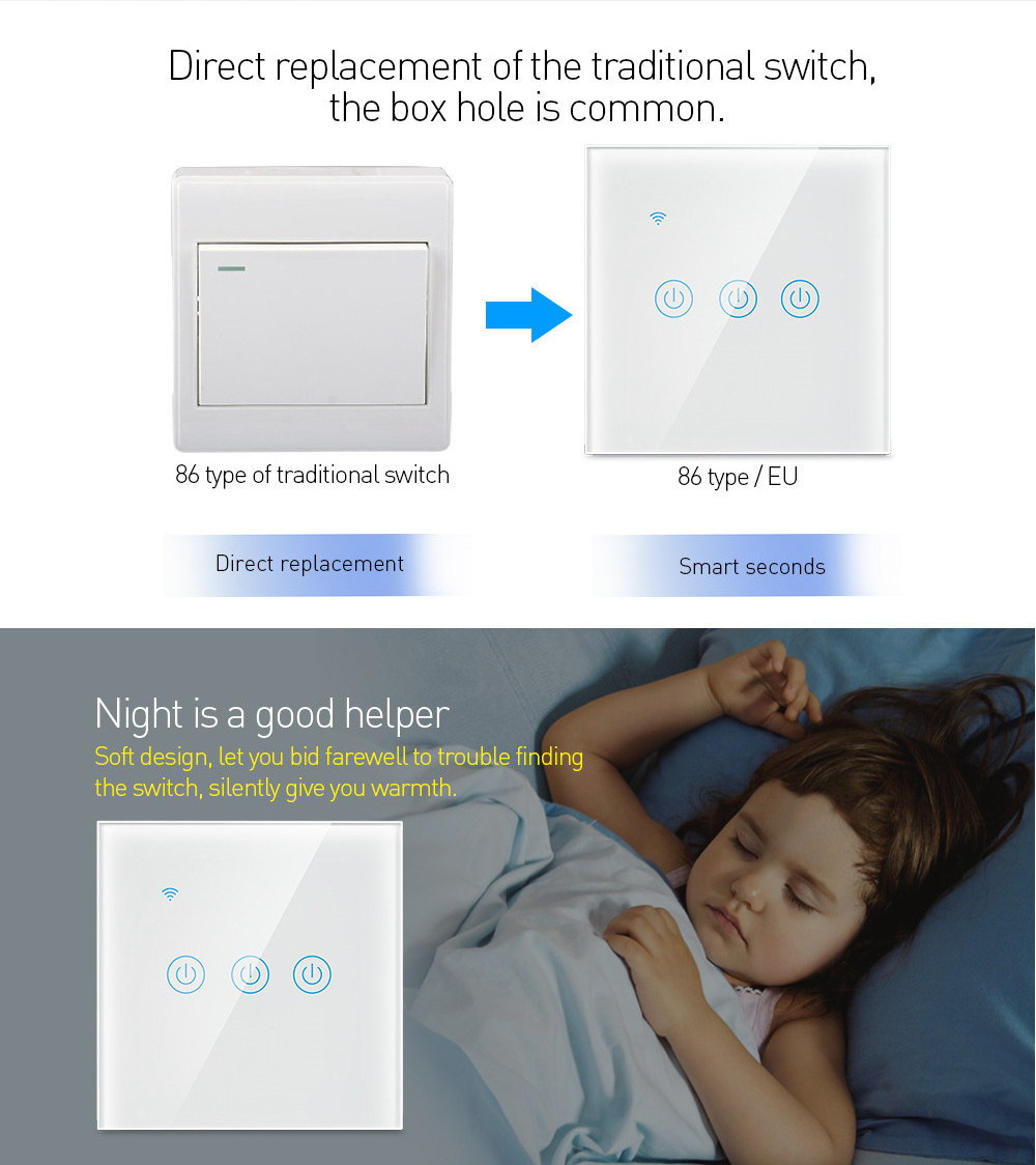 Switch Digital Remote Control Sx Tuya Voice Activated Wifi Smart Touch Light Use At Home Wireless Dimmer Smart Switch