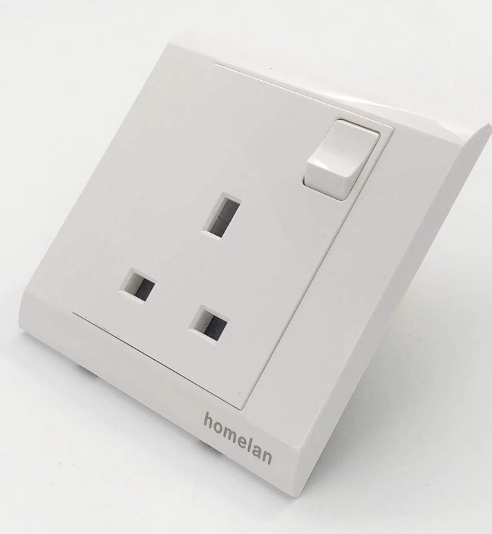 sockets and switches electrical PC+Copper Wall Switched  13a Socket 220-250v UK 13A Single Gang Switched Socket WE