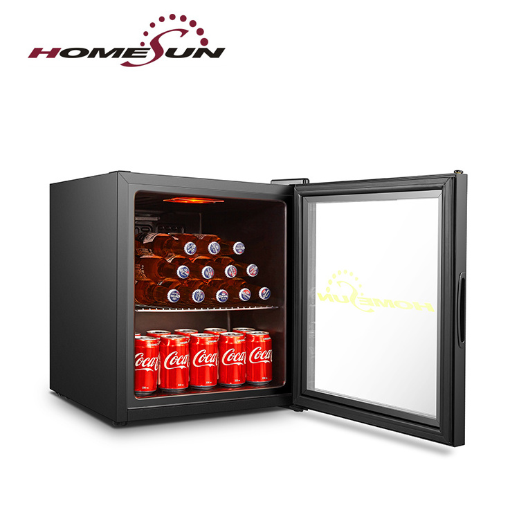 49L oem vertical room domestic table top glass door electric mini fridge with key lock