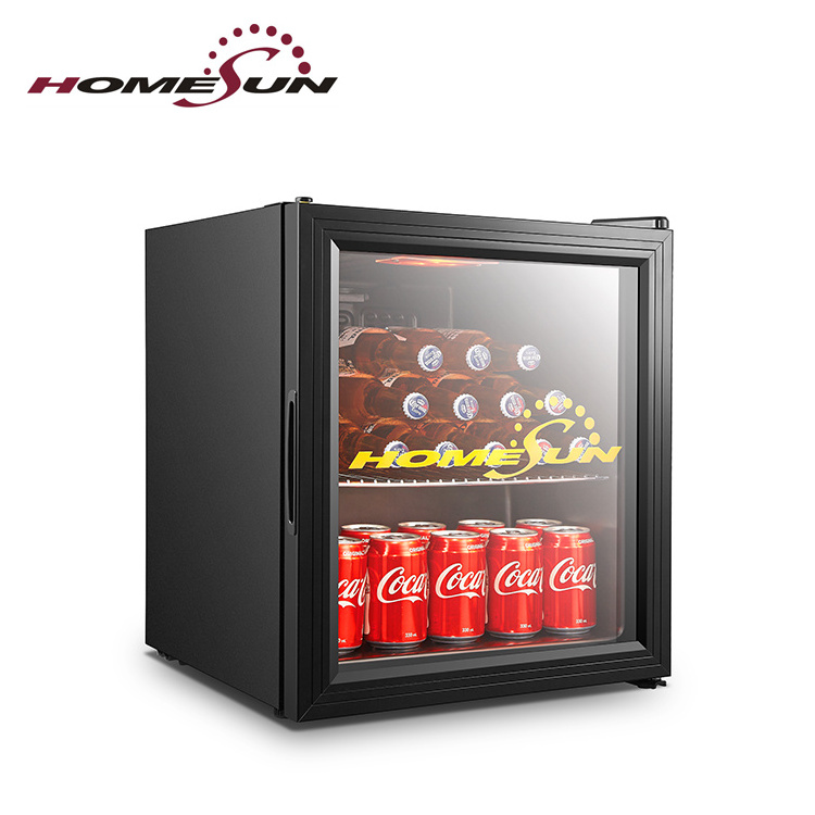 49L oem vertical room domestic table top glass door electric mini fridge with key lock