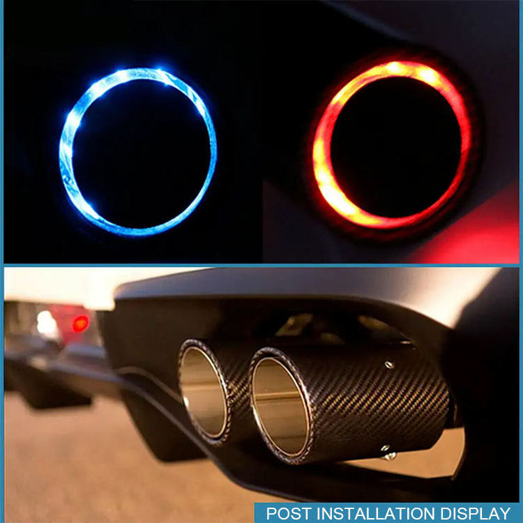 Universal Adjustable Spitfire effect Car Carbon Fiber Luminous Exhaust Tips Red Blue Light Car Led Muffler Exhaust Pipe Tip