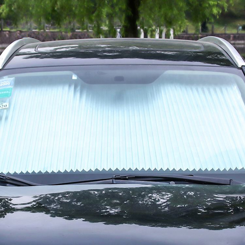 Car Retractable Sun Visor Sunscreen  Autos Front Automatically Scalable Sunshade Free With Suction Cup Folding Window Shade