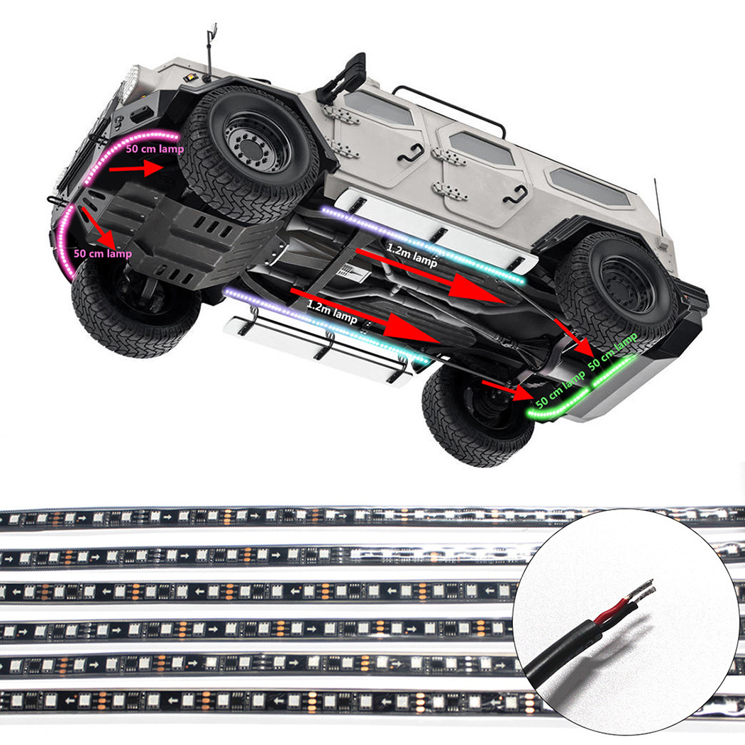 Hot sale rgb led strip under car tube underglow light glow 4pcs 50cm 2pcs 120cm Flex smart digital strips