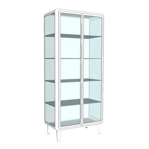 Hongji Health Care Products Medicine Storage White Pharmacy Glass Display Cabinet