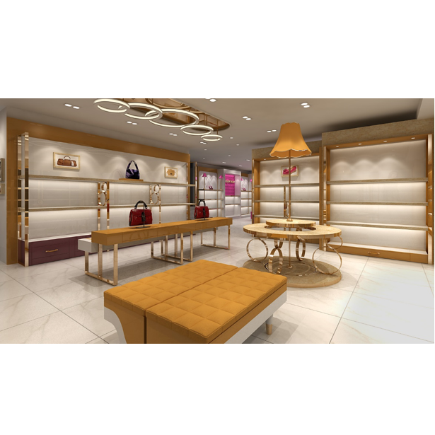 High End Yellow Boutique Store Shop Furniture Clothing Shoes And Bags Store Display Rack