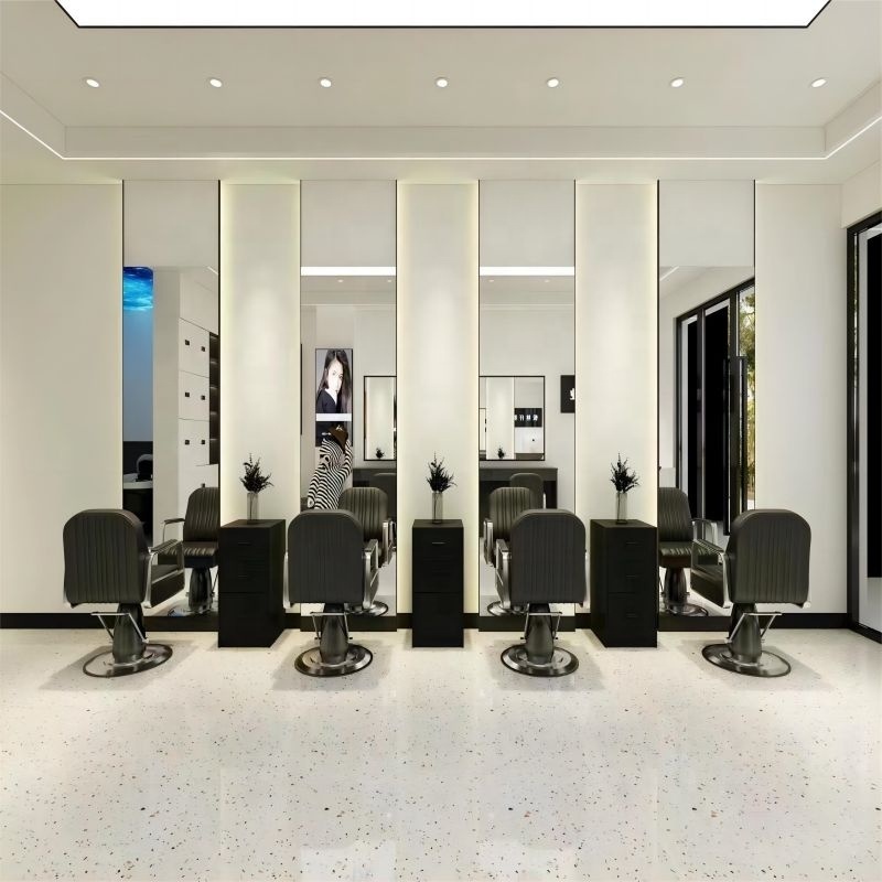 Led Intelligent Design Luxury Gold Barber Chair Double Sided Hair Salon Mirror Station