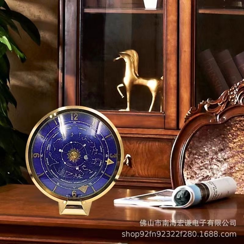 HONG QIAN Modern light luxury high end clock home decoration living room decoration clock office desk desktop clock and watch