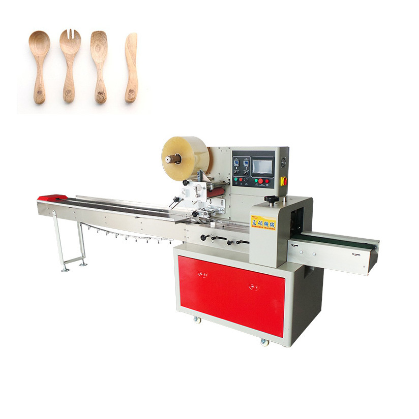 Fully automatic flow high quality cutlery edible spoons plastic spoon packing machine