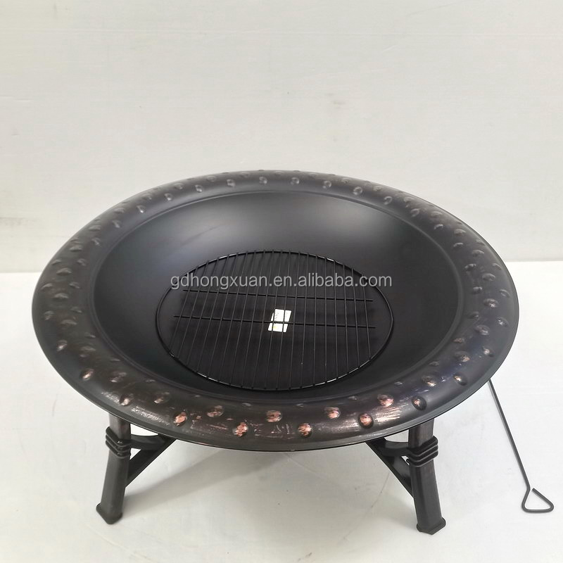 35 inch Outdoor campfire stove heavy duty fire pit garden beach bonfire furnace stable mesh fire screen and wood grate fire bowl