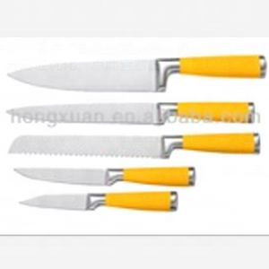 Hot sale 5 pcs Non-stick stainless steel kitchen knife set with PP shell-shaped block