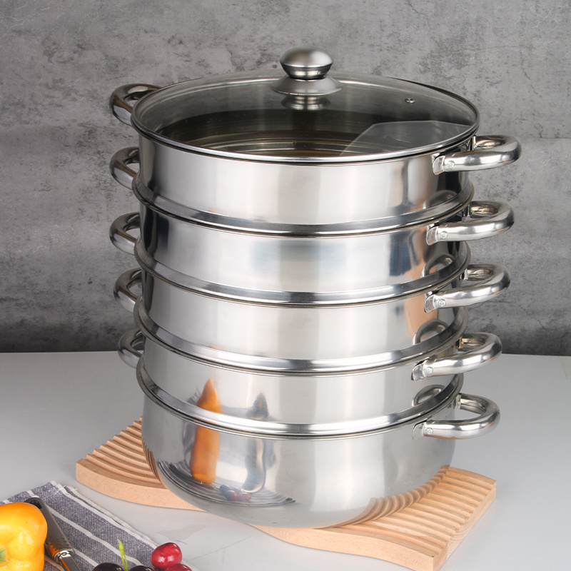 Factory Steamer Pot Multi Layers Stainless Steel Dumplings Seafood Rice Cooking Food Steamer For Sale