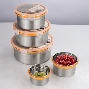 Hongyuan Factory Stainless Steel Takeaway Food Fresh Insulated Storage Container Round Lunch Bento Box With Lock Serving Bowl