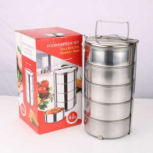 Hongyuan Wholesale Cheap Custom Multi Layer India Lunch Box Food Carrier Stainless Steel Tiffin