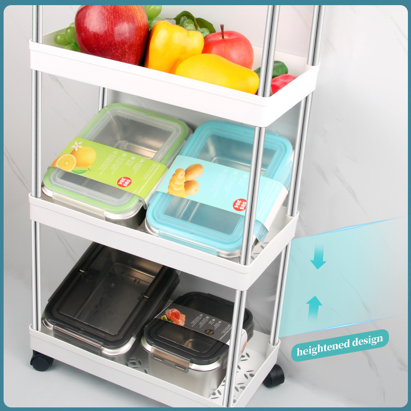 Hot Sale Narrow Places 4 Tier Slim Organizer Bathroom Trolley Plastic Storage Cart Gap Rolling Utility Storage Rack