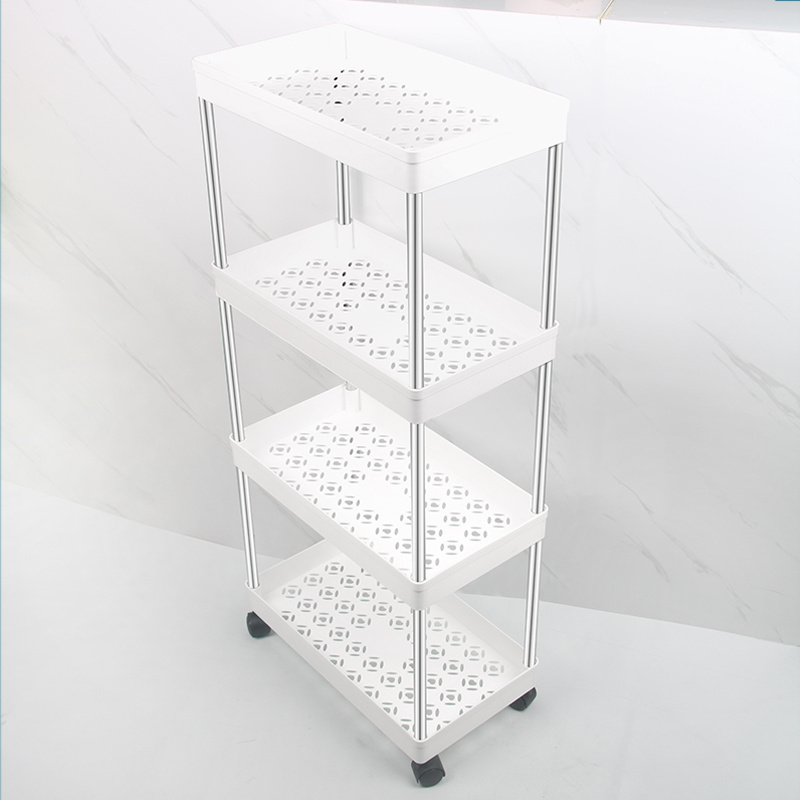 Hot Sale Narrow Places 4 Tier Slim Organizer Bathroom Trolley Plastic Storage Cart Gap Rolling Utility Storage Rack