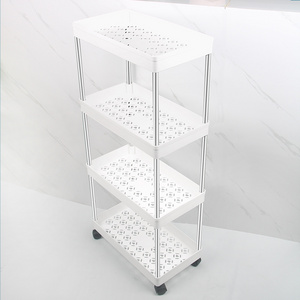 Hot Sale Narrow Places 4 Tier Slim Organizer Bathroom Trolley Plastic Storage Cart Gap Rolling Utility Storage Rack