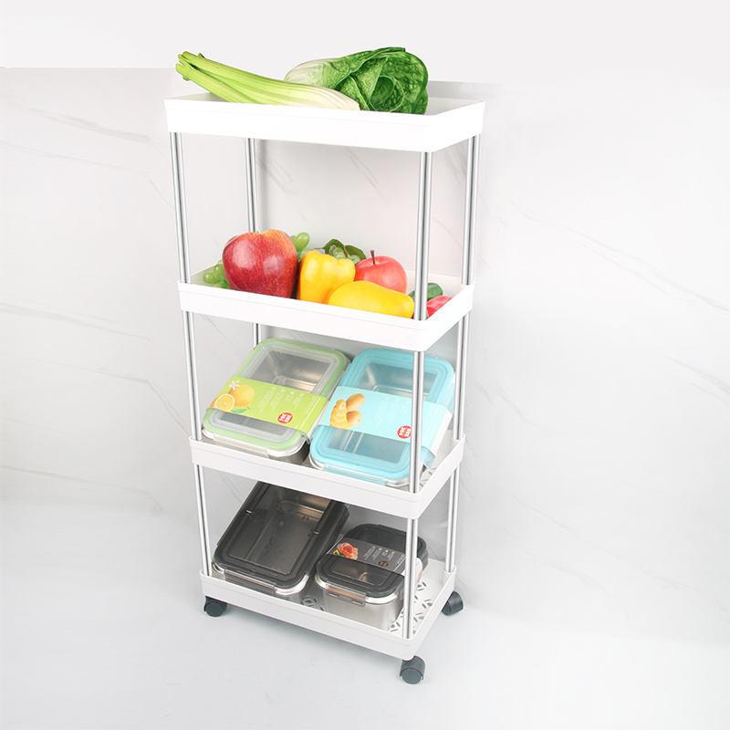 Hot Sale Narrow Places 4 Tier Slim Organizer Bathroom Trolley Plastic Storage Cart Gap Rolling Utility Storage Rack