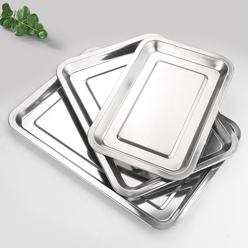 Home Dinnerware Square Plate Rectangular Stainless Steel Tray