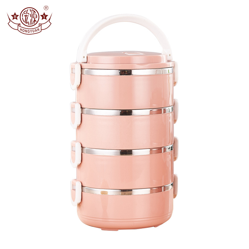 Colorful design layered heat preservation leakproof stainless steel kid lunch box steel lunchbox