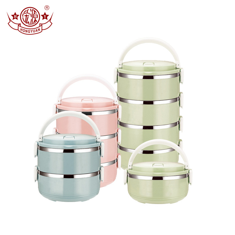 Colorful design layered heat preservation leakproof stainless steel kid lunch box steel lunchbox