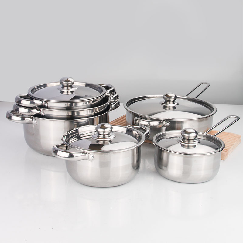 High Quality 12Pcs Stainless Steel Cookware Set Frying Pan Cooking Pot Sets Cookware Wholesale