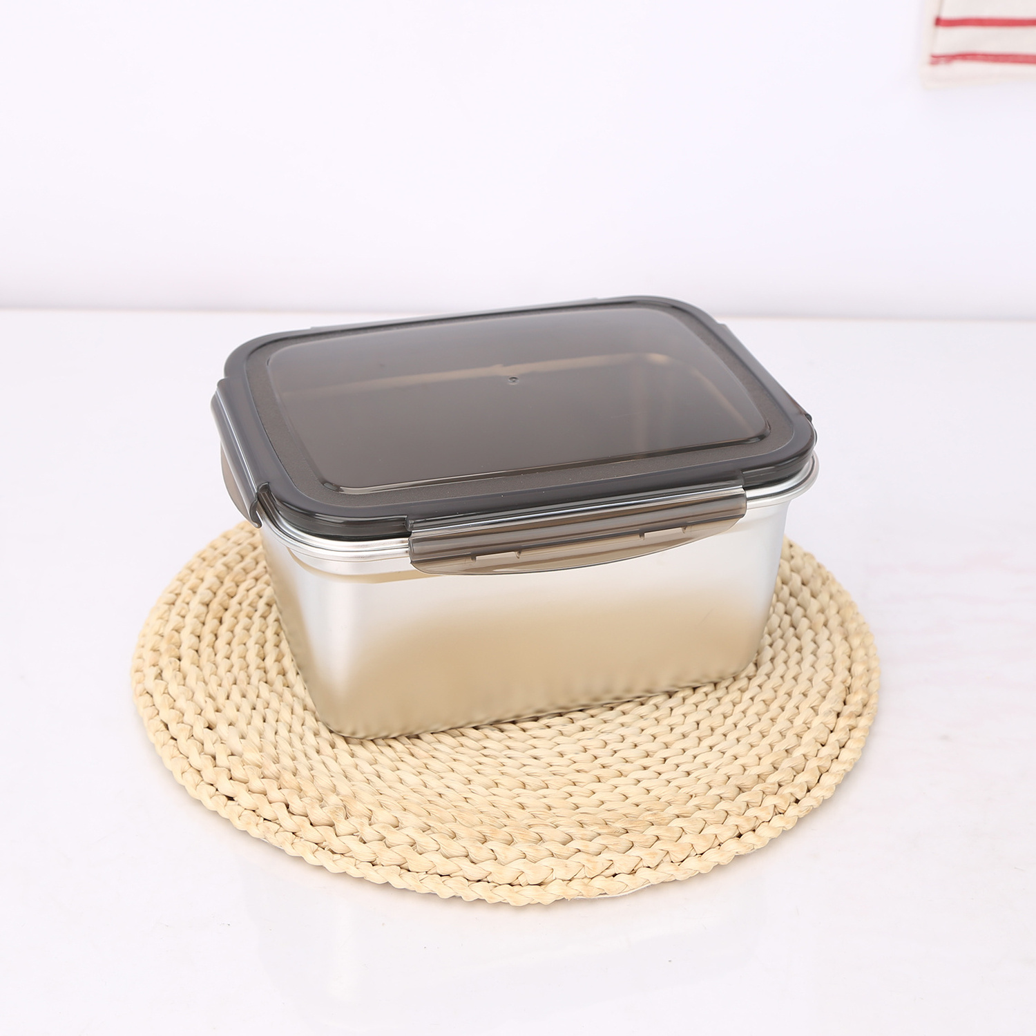 Stainless steel 304 rectangle leakproof keep fresh food storage box lunch box with locking lids