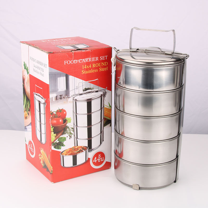 Take Away Metal Tiffin Carrier 3/4/5 Layers Stainless Steel Food Container Lunch Box With Handle