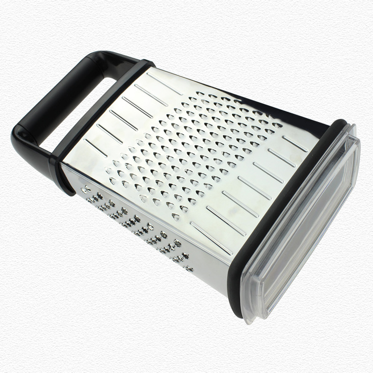 hot sale Manual Food Grater stainless steel 4 side cheese vegetable box grater with container