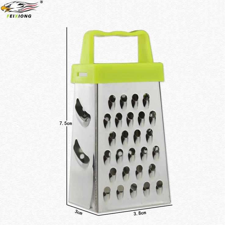 Good quality small kitchen cheese grater stainless steel 4 side fruit grater mini grater