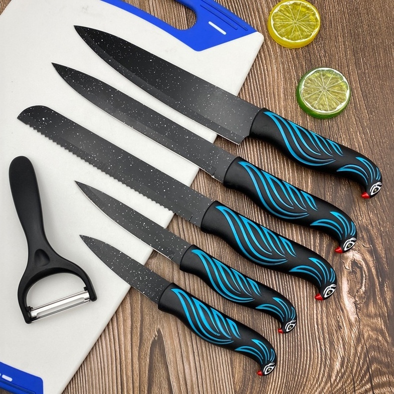 Feixiong New Product Ideas 2023 Wholesale 6PCS Stainless Steel Kitchen Knife Set Gift Box Meat Cleaver Home Kitchen Chef Knives