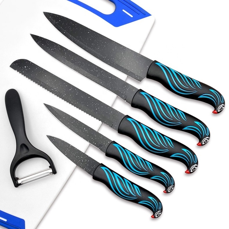 Feixiong New Product Ideas 2023 Wholesale 6PCS Stainless Steel Kitchen Knife Set Gift Box Meat Cleaver Home Kitchen Chef Knives