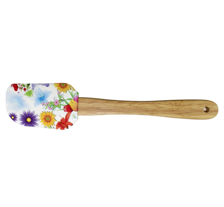 IC-KB03 Hot selling wooden handle silicone spatula and cake scraper