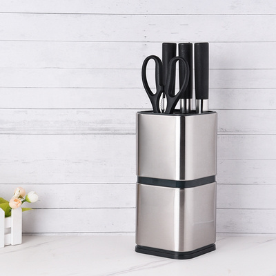 New Product Ideas Hot Sale Multifunctional Universal Stainless Steel Knife Block Kitchen Utensil Knife Holder Metal Knife Block