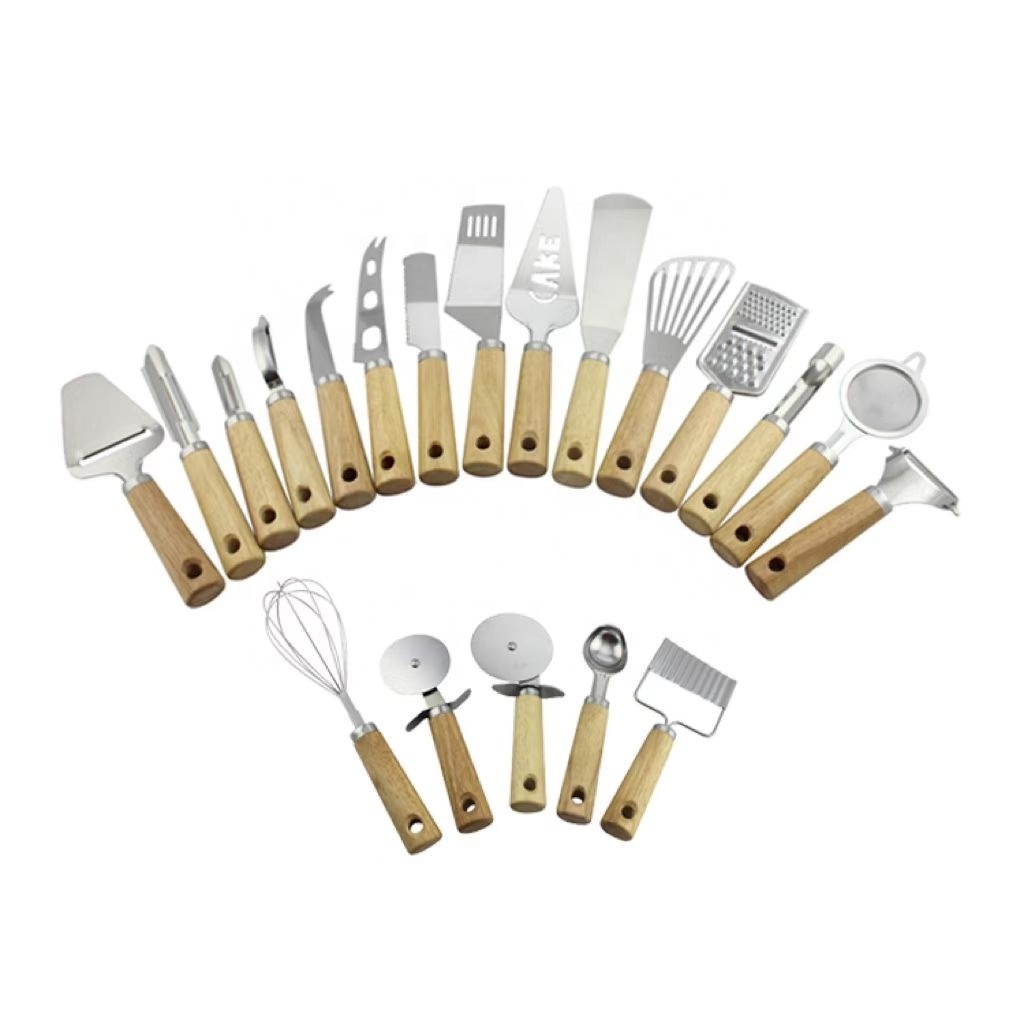 Feixiong OEM Home and kitchen 20 styles stainless steel kitchen tools & gadgets with wooden handle kitchen accessories