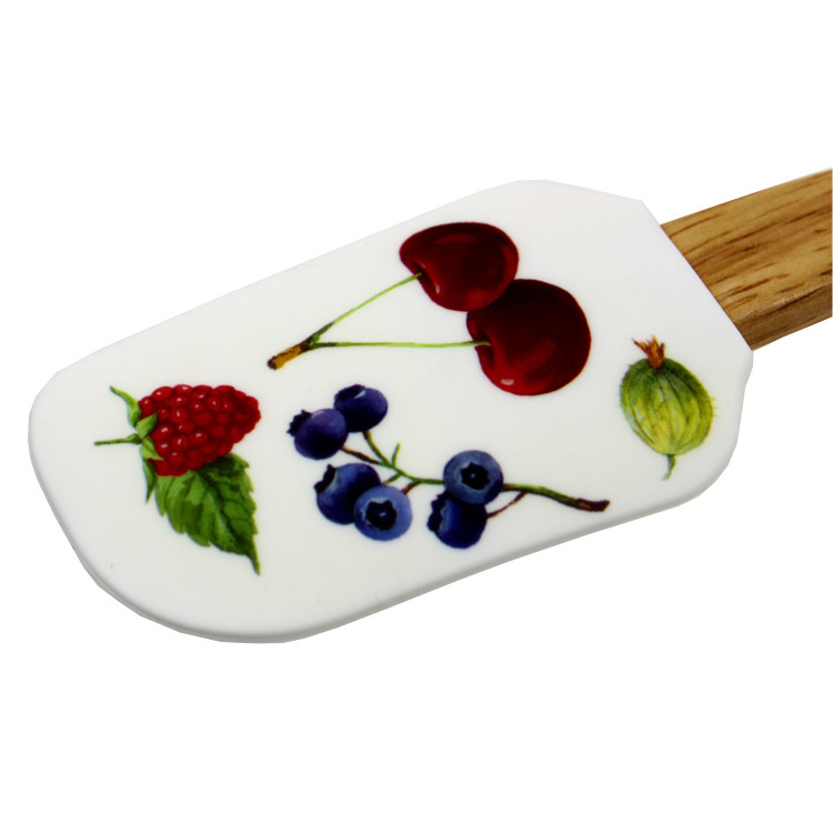 IC-KB03 Hot selling wooden handle silicone spatula and cake scraper