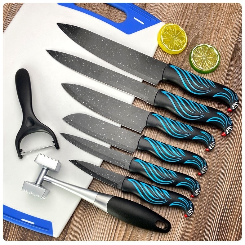 Feixiong New Product Ideas 2023 Wholesale 6PCS Stainless Steel Kitchen Knife Set Gift Box Meat Cleaver Home Kitchen Chef Knives