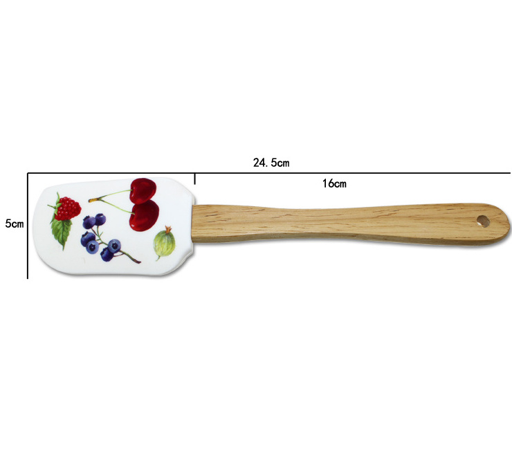 IC-KB03 Hot selling wooden handle silicone spatula and cake scraper