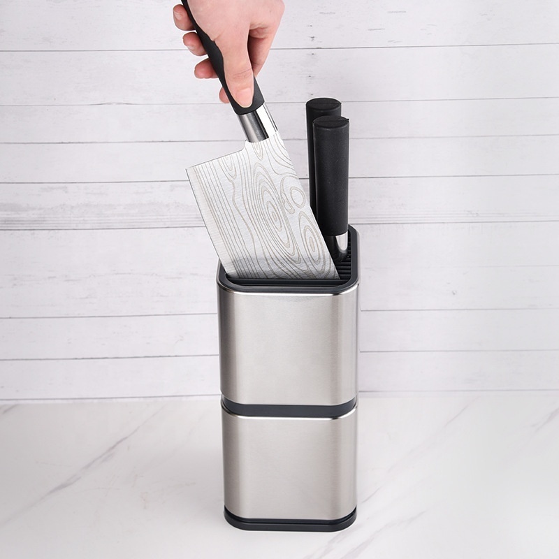 New Product Ideas Hot Sale Multifunctional Universal Stainless Steel Knife Block Kitchen Utensil Knife Holder Metal Knife Block