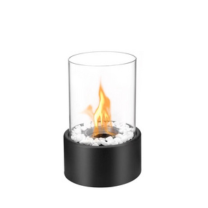 Portable Tabletop Fireplace Outdoor Glass Windproof Desktop Fireplace Alcohol Burner High Quality Metal Alcohol Firepit Indoor