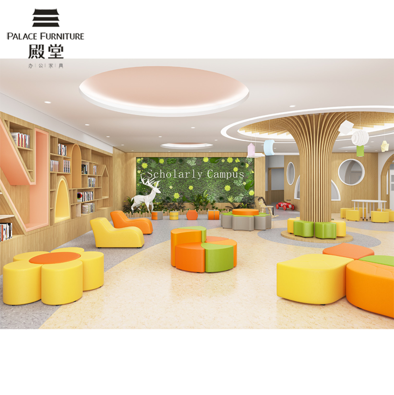 Modular Seating ottoman kindergarten daycare school Education Furniture Kids Lobby Waiting Sofa Reception Waiting Chair