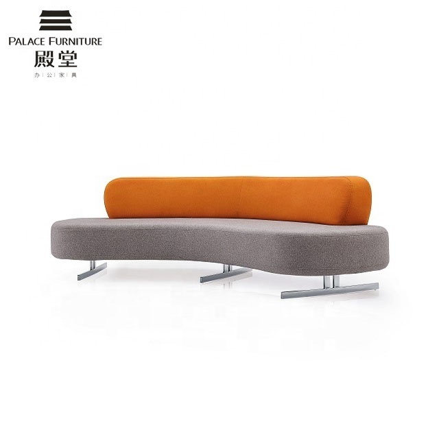 Luxury Designer Modern Hotel Lobby Round Sofas Reception Italian Moon C Shape Couch Furniture Oval Fabric Curved Sofa