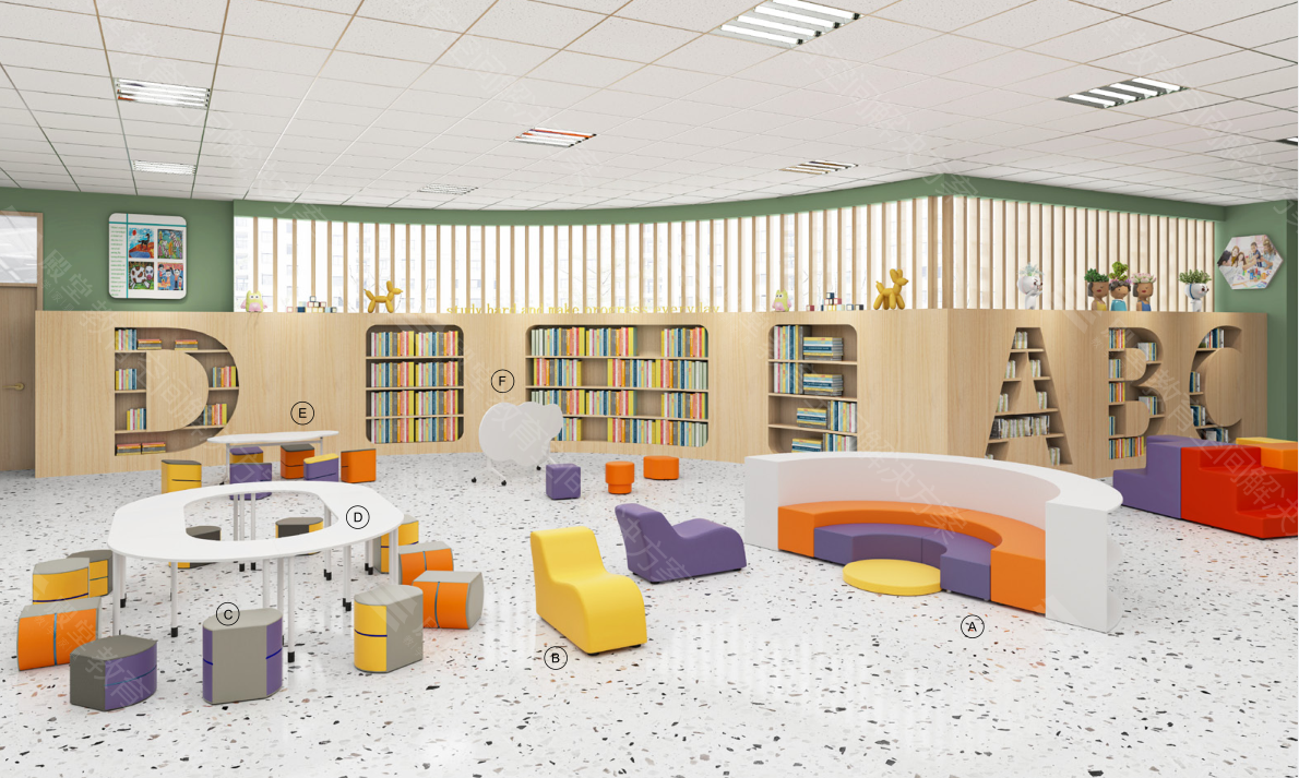 Modular Seating ottoman kindergarten daycare school Education Furniture Kids Lobby Waiting Sofa Reception Waiting Chair