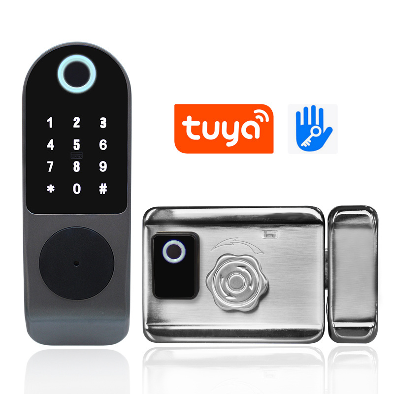 WiFi Biometric both sides Fingerprint cerraduras nfc  electronic exterior gate door lock with Tuya App TTlock