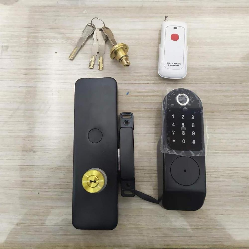 smart electric rim lock app WIFI invisible IP65 waterproof outdoor fingerprint gate lock keypad card door lock